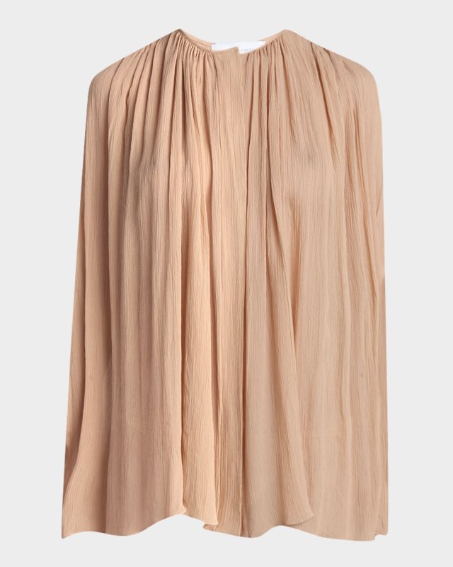 Draped Sheer Chiffon Silk Top